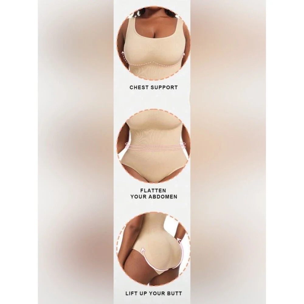 PLUS SIZE Shapewear Bodysuit Seamless Beige Tummy Control 2X NWT